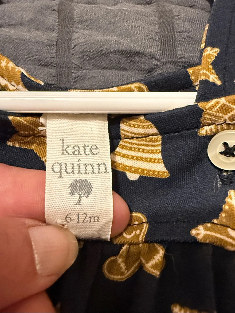 kate quinn Navy and Gold Gingerbread Print One-Piece Overalls